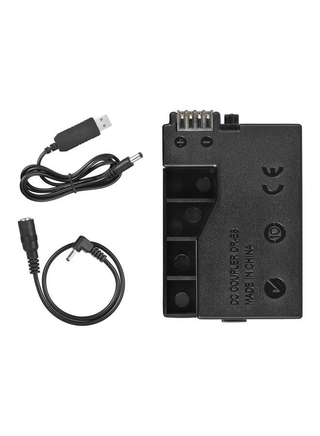 NIBEMINENT DR-E8 Dummy Battery With DC Power Bank USB Adapter For Canon Cameras Black  - Image 1