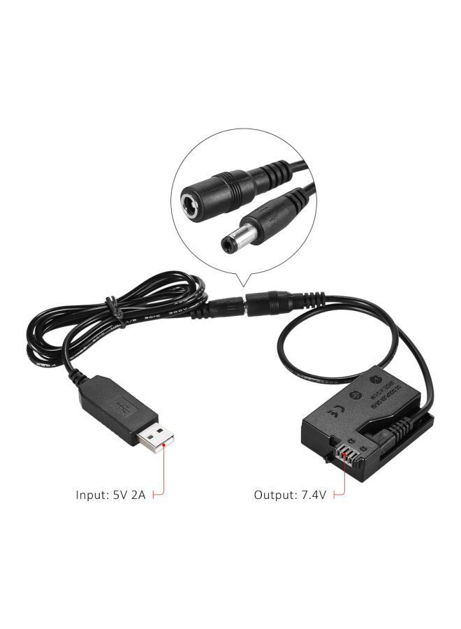 NIBEMINENT DR-E8 Dummy Battery With DC Power Bank USB Adapter For Canon Cameras Black  - Image 2