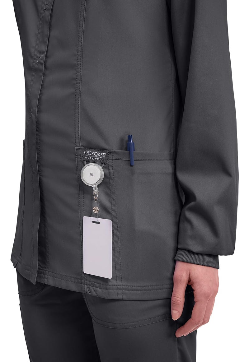 Cherokee Women's Snap Front Warm-up Jacket, Pewter, Large - Image 2
