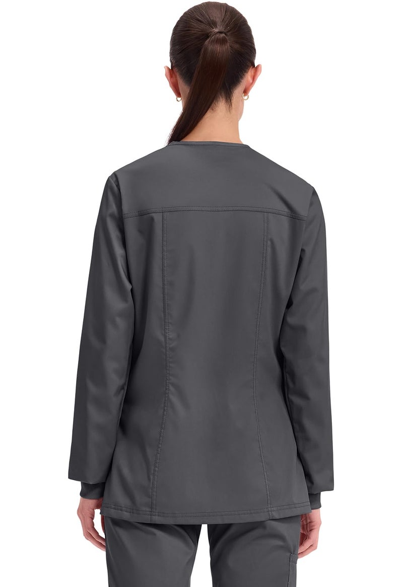 Cherokee Women's Snap Front Warm-up Jacket, Pewter, Large - Image 4