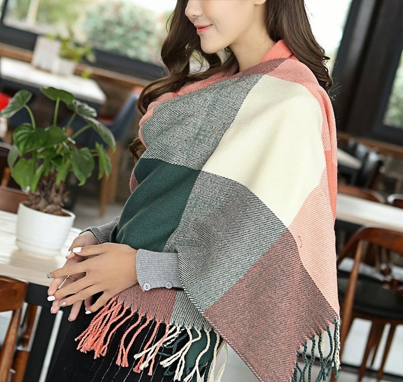 Wander Agio وشاح طويل للنساء من وندر أجيوا، شالات كبيرة، شالات شتوية دافئة، وشاح مربعات كبير، وردي - Image 2