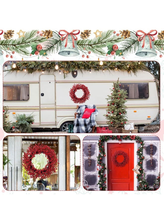 Home Care إكليل عيد الميلاد 40 سم - إكليل شتوي صناعي بالتوت الأحمر | إكليل زخرفي مقاوم للعوامل الجوية للديكور الداخلي والخارجي في العطلات - Image 2