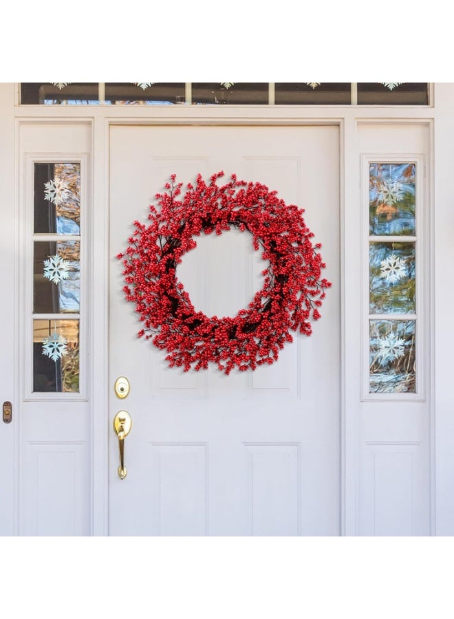 Home Care إكليل عيد الميلاد 40 سم - إكليل شتوي صناعي بالتوت الأحمر | إكليل زخرفي مقاوم للعوامل الجوية للديكور الداخلي والخارجي في العطلات - Image 3