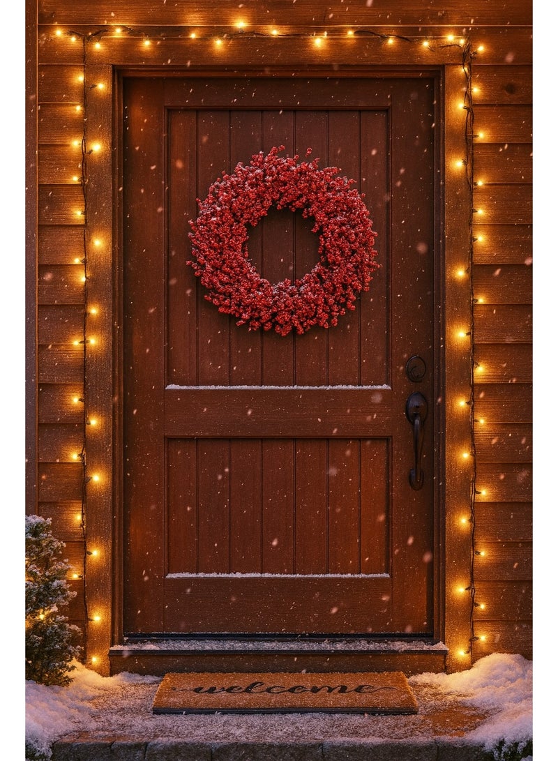 Home Care إكليل عيد الميلاد 40 سم - إكليل شتوي صناعي بالتوت الأحمر | إكليل زخرفي مقاوم للعوامل الجوية للديكور الداخلي والخارجي في العطلات - Image 5