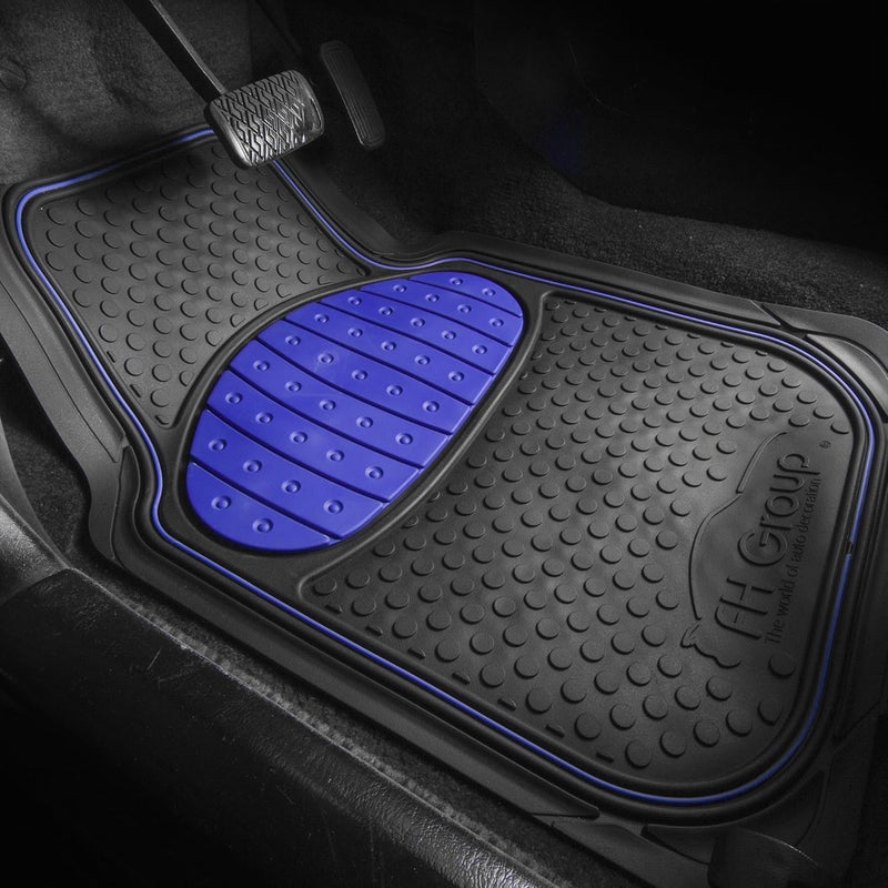 أف أتش جروب مجموعة FH F11500 أزرق Climaproof™ للحماية من جميع الأحوال الجوية، ملاءمة عالمية، حصائر أرضية سيارات مطاطية ثقيلة زرقاء اللون، تناسب معظم السيارات وسيارات الدفع الرباعي والشاحنات (مجموعة كاملة قابلة للقص لتناسب المقاس) - Image 2