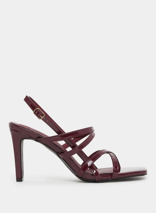 Styli Burgundy Strappy Heeled Sandals