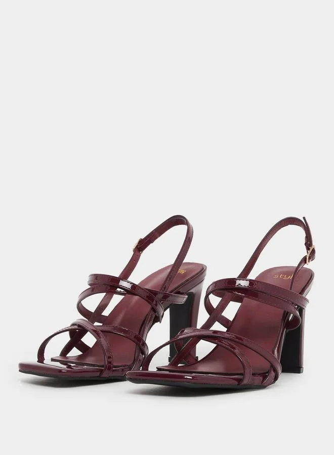 Styli Burgundy Strappy Heeled Sandals