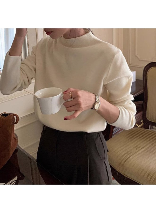 Modal سويتر نسائي بلون موحد بياقة نصفية، مثالي للتنسيق في الربيع والخريف. يتميز بتصميم بسيط وأنيق، عصري وراقي، مع قماش مريح وصديق للبشرة ودافئ، مثالي كطبقة أساسية. - Image 2