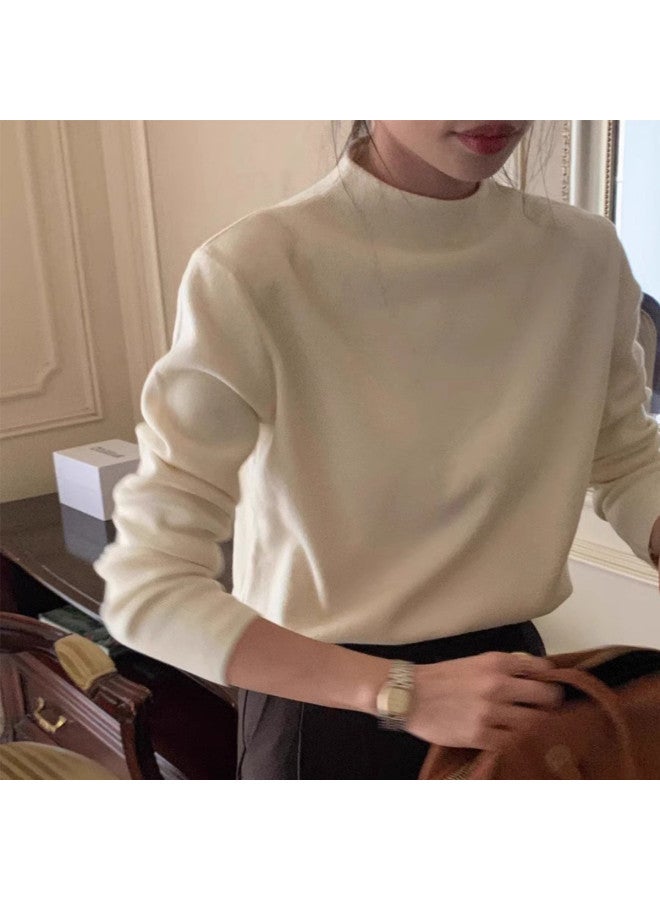 Modal سويتر نسائي بلون موحد بياقة نصفية، مثالي للتنسيق في الربيع والخريف. يتميز بتصميم بسيط وأنيق، عصري وراقي، مع قماش مريح وصديق للبشرة ودافئ، مثالي كطبقة أساسية. - Image 3