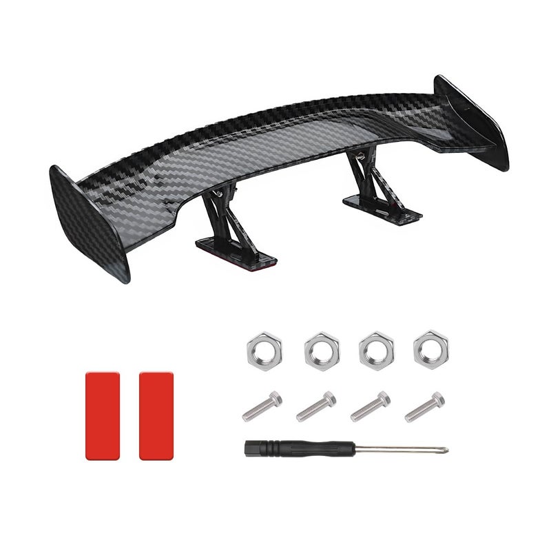 Yourkar Car Spoiler Wing Carbon Fiber Auto Exteriores Rear Tail Wings ABS Automotive Mini Tiny Trunk Spoiler for Most Vehicles Universal Car Accessories Black Carbon Fiber Large