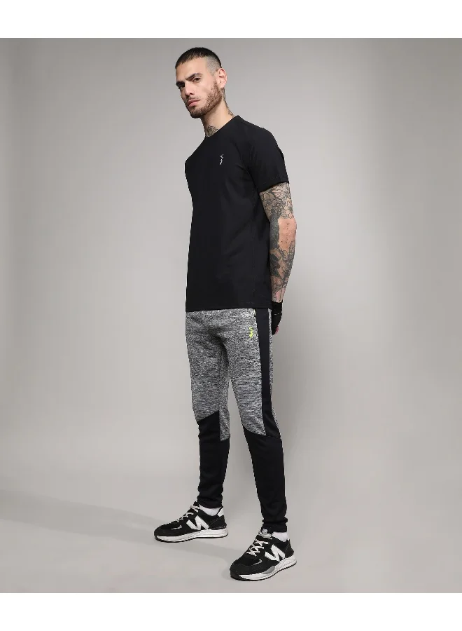 Campus Sutra Men's Onyx Black Solid Activewear T-Shirt