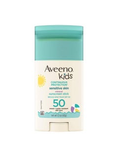 Aveeno Kids Continuous Protection Sensitive Skin Mineral Spf 50 Sunscreen Stick 100% Zinc Oxide For Face & Body Sweat & Waterresistant Sunscreen Stick For Children Spf 50 1.5 Oz  - Image 2