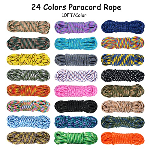 MONOBIN 24 Colors 10ft Paracord Rope with Instruction, Paracord 550 Combo kit, Multifunction Parachute Cord for Making Paracord Bracelets, Lanyard, Dog Collar, Idea for Gift (24 Colors B) - Image 2