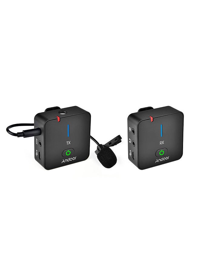ANDOER - Andoer MX5 2.4G Wireless Recording Microphone System with Transmitter Receiver Clip-on Lavalier Mic 50M Effective Range Built-in Rechargeable Battery - Image 1