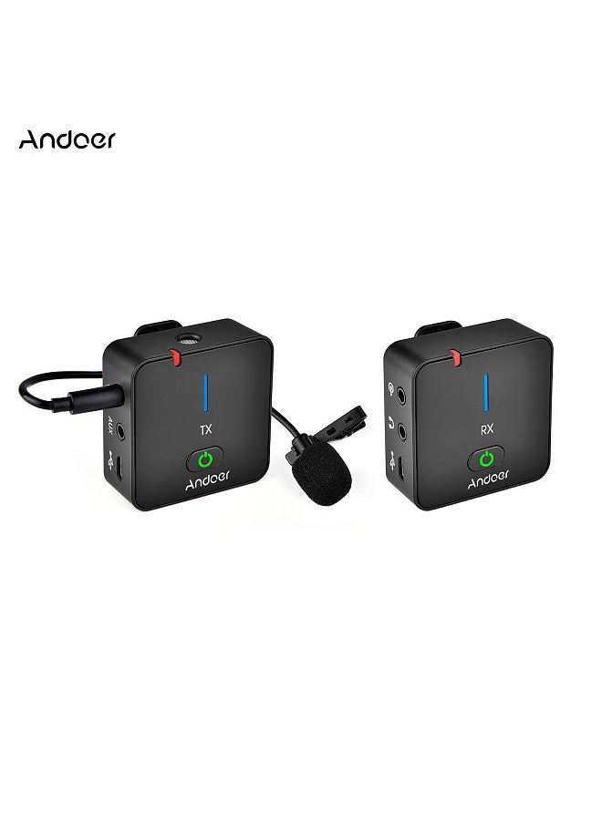 ANDOER - Andoer MX5 2.4G Wireless Recording Microphone System with Transmitter Receiver Clip-on Lavalier Mic 50M Effective Range Built-in Rechargeable Battery - Image 1