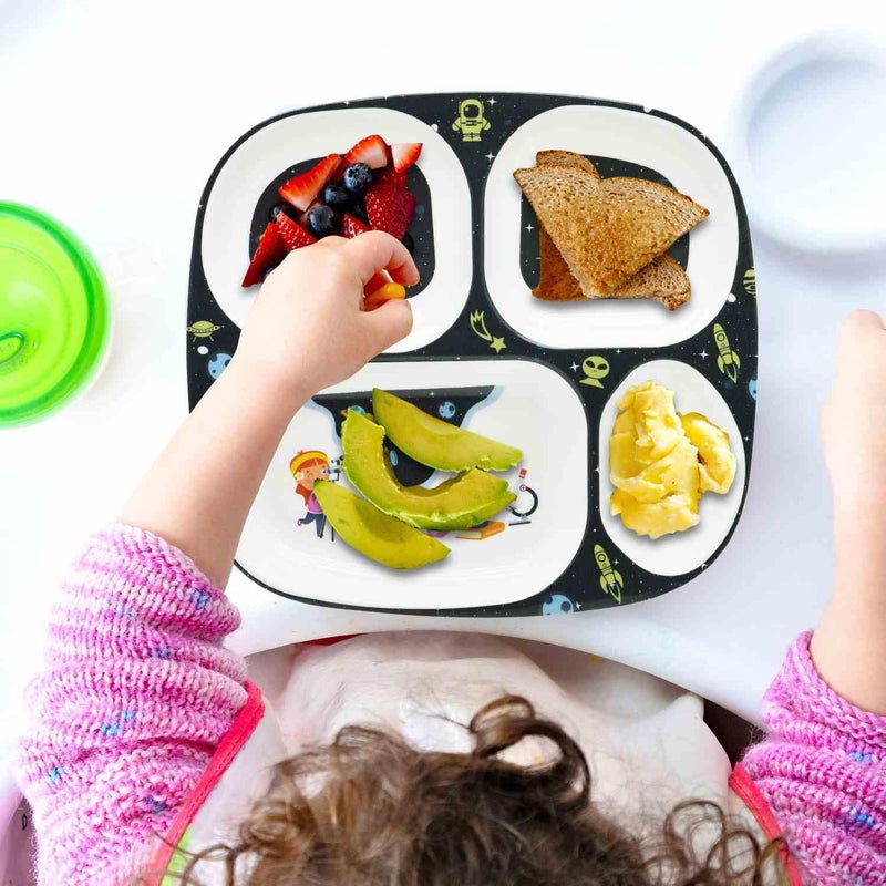 DINEWELL طبق مستطيل للأطفال من داينويل - رائد فضاء، DWC2126AST، 10.3''X9.5'' - Image 5