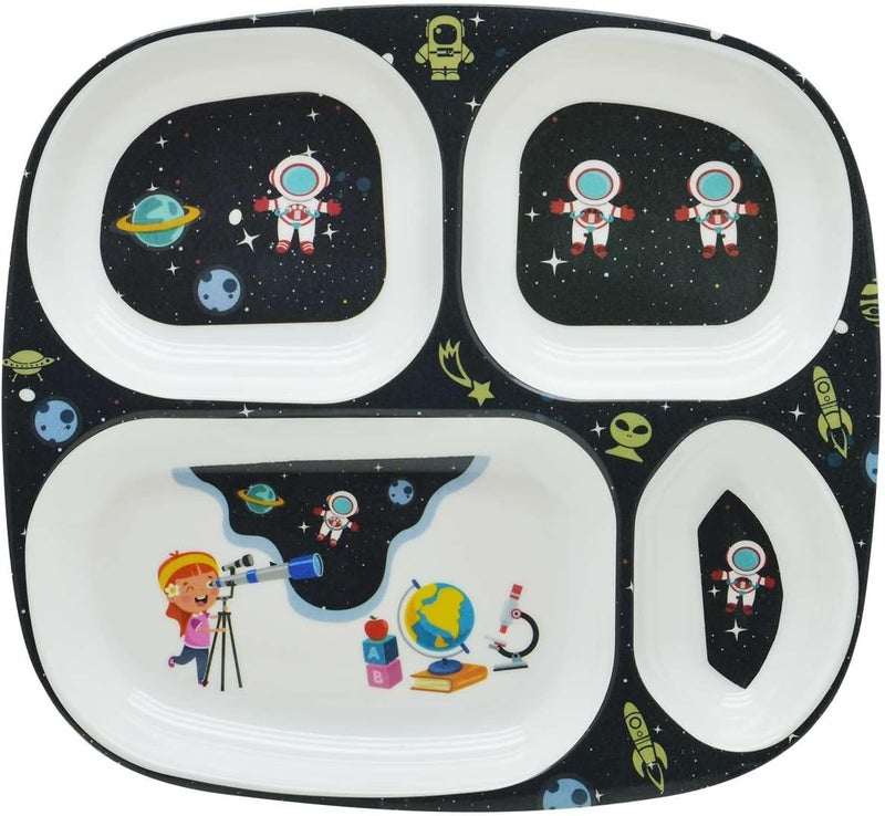 DINEWELL طبق مستطيل للأطفال من داينويل - رائد فضاء، DWC2126AST، 10.3''X9.5'' - Image 1