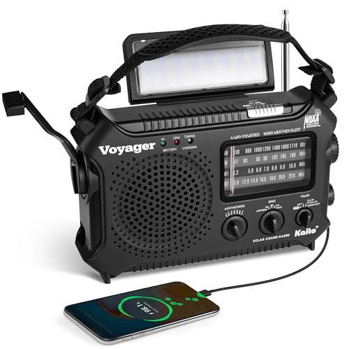 Kaito KA500 5-way Powered Emergency AM/FM/SW NOAA Weather Alert Radio with Solar,Dynamo Crank,Flashlight and Reading Lamp, Color Black - Image 1