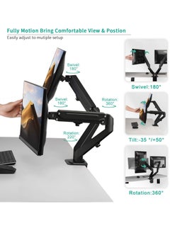 بيوينتي NEW Dual Arm Monitor Desk Mount – Height Adjustable, Tilt  Swivel Gas Spring Stand for 13 to 27 Screens, VESA Bracket Arm, Counterbalance Design (STAND-V002O)  - Image 5