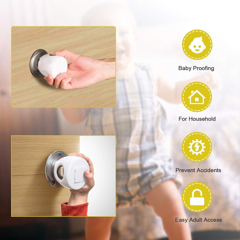 BETERTEK غطاء مقبض الباب الآمن للأطفال، أغطية مقبض الباب المقاومة للأطفال، غطاء مقبض الباب الآمن للأطفال بتصميم قابل للقفل (4 عبوات) - Image 3