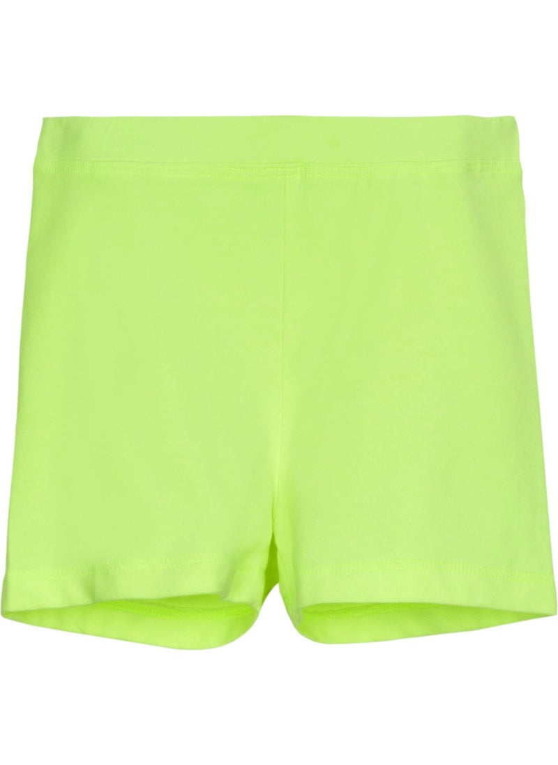Lovetti - Neon Yellow Basic Girls Dance Shorts - Image 1