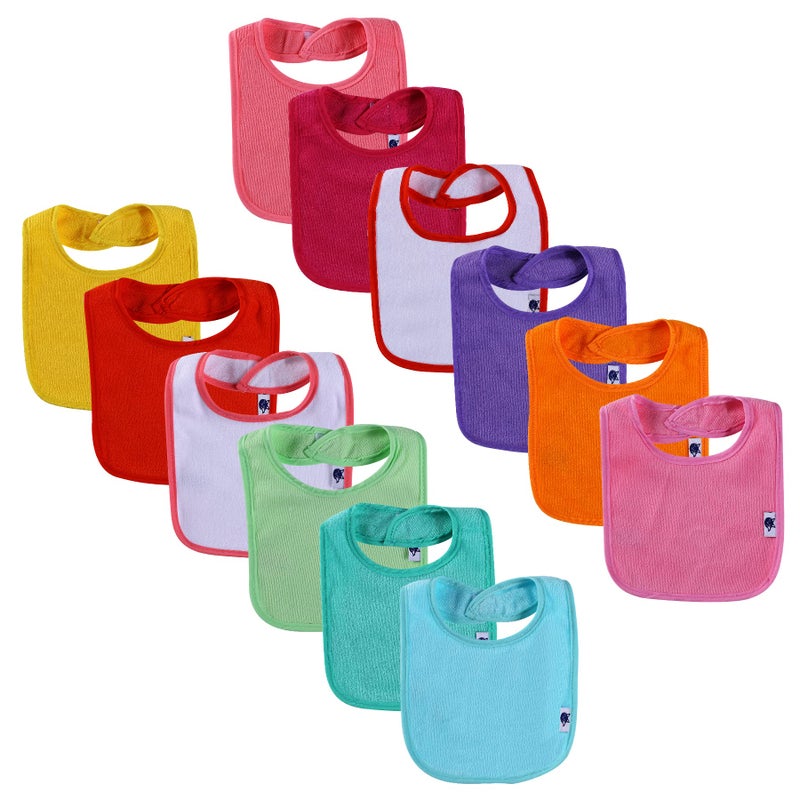 Nvatorfox 12 Pack Terry Drool Cotton Bibs, Unisex Baby Bibs With Fiber Filling Waterproof Baby Bibs for Feeding, Teething, Drooling (GIRL) - Image 1