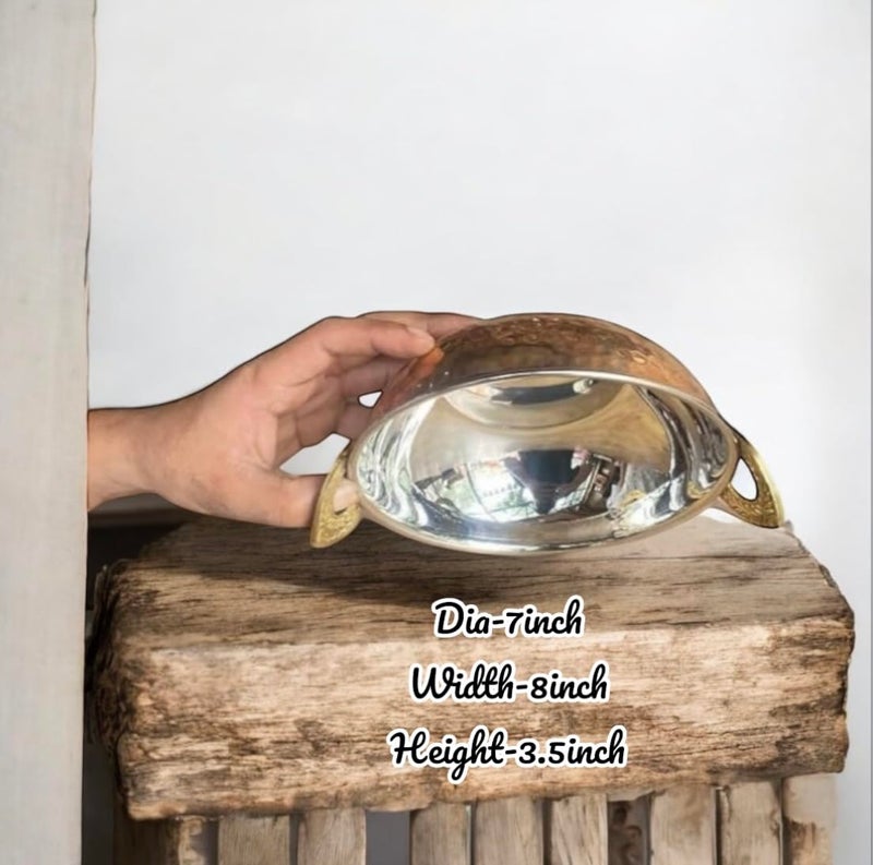 GBW Hammered Design Steel Copper Serving Small Kadhai Wok Bowl 450 ML, Dia 7Inch Tambe ki kadai Tamba Kadai Home, Hotel, Restaurant, Tableware - Image 2