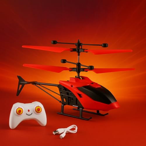 VRION® Helicopteer for 6 + Years Boys Indoor and Outdoor Helicopteer, Palm Sensing Helicopteer with led Lights Birthday,Chiristmas,Xmas Gifts(Pack of 1) (Reda) - Image 1