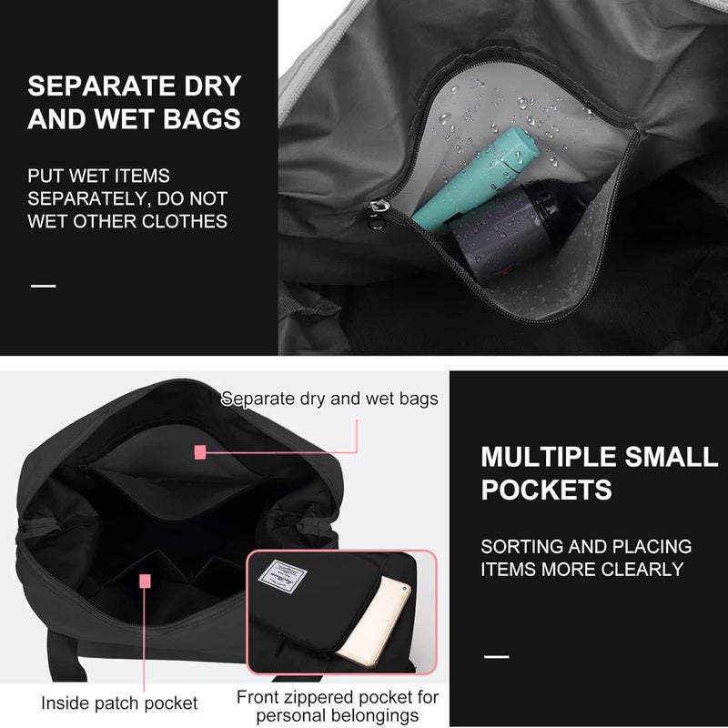 MODISH Large Capacity Folding Fuchsia Travel Tote Bag, Oxford Fabric Waterproof Lightweight Foldable Travel Duffel Bag, Portable Expandable Carry On Bag for Airplanes - Image 3