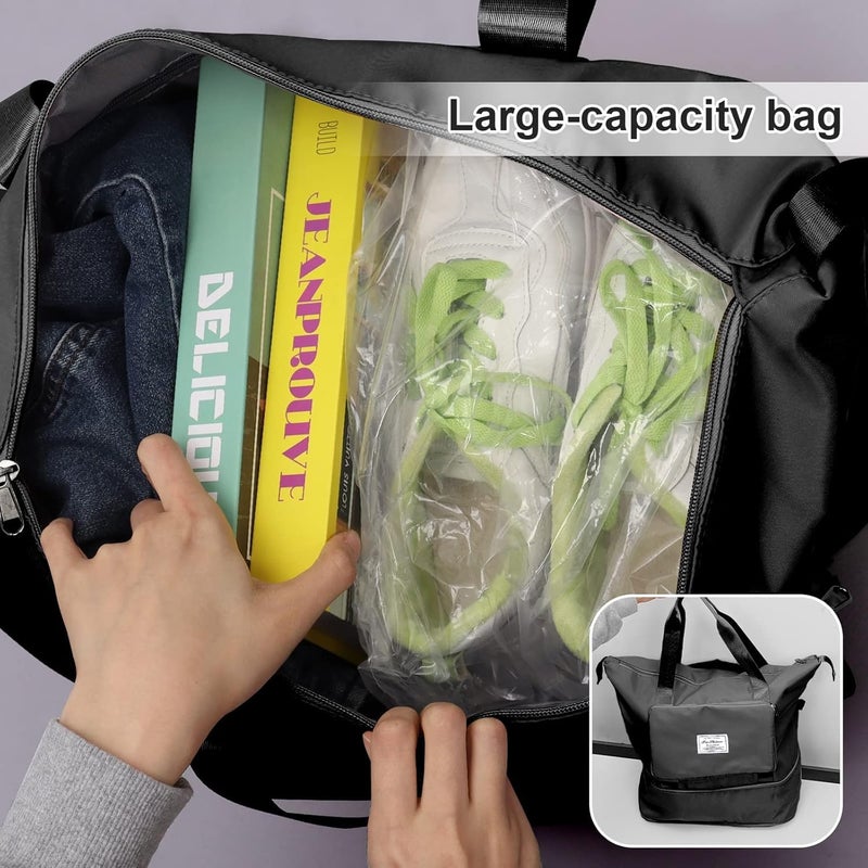 MODISH Large Capacity Folding Fuchsia Travel Tote Bag, Oxford Fabric Waterproof Lightweight Foldable Travel Duffel Bag, Portable Expandable Carry On Bag for Airplanes - Image 2