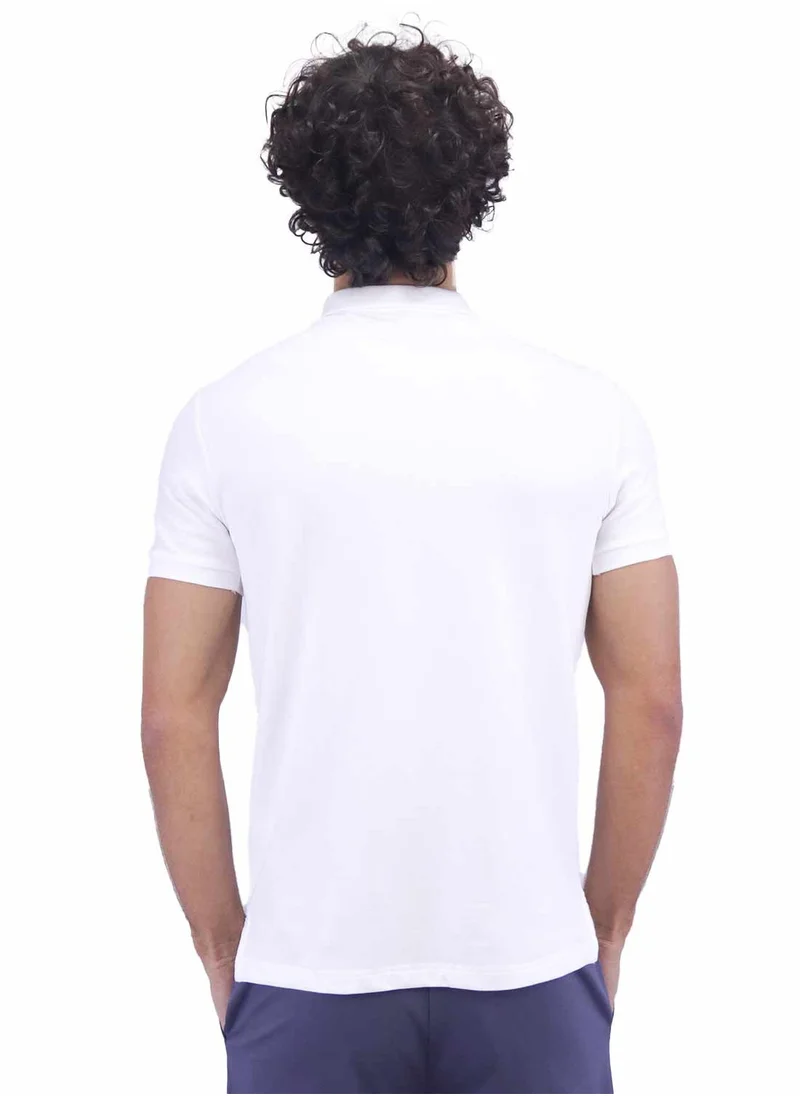 جيوردانو Men's Embroidery Solid Polo - White
