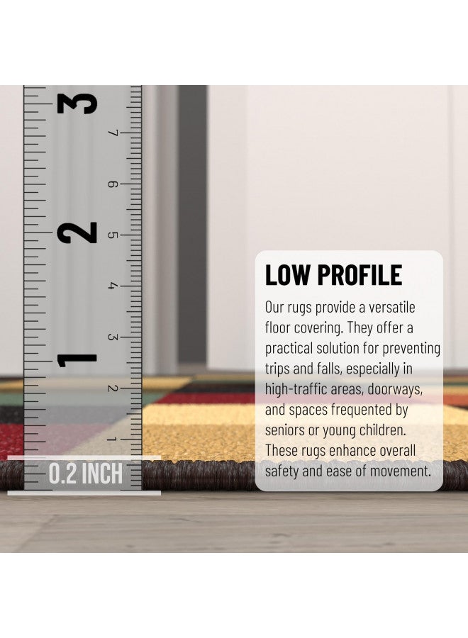 Ottomanson Machine Washable Checkered Design Non-Slip Rubberback 2x5 Traditional Runner Rug for Hallway, Kitchen, Bedroom, Entryway, 20" x 59", Multicolor - Image 4