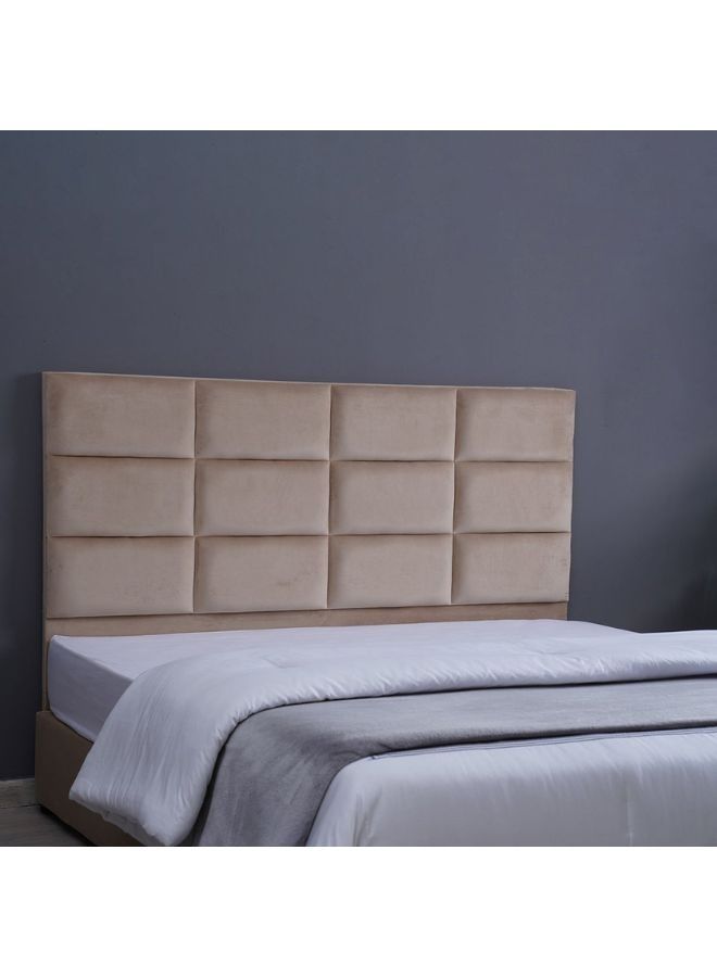 Karnak Square Design Upholstered Velvet Bed Frame Bedroom Furniture Strong And Sturdy Modern Design Wooden Bed | Quiet & Comfortable Bed (King - 180x200cm, Beige) - Image 2