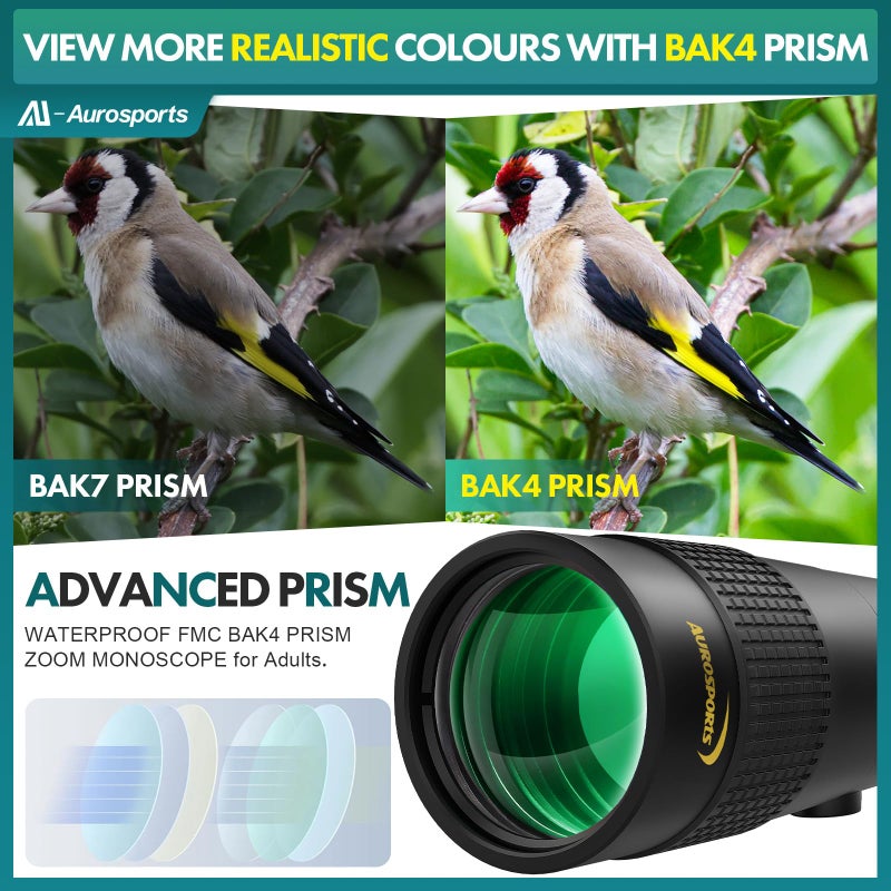 Aurosports Aurosports 10-30x40 Zoom Monocular for Adults, Monocular Telescope High Power with Bak4 Prism, Compact Monoculars for Bird Watching Traveling Hunting Camping  - Image 4