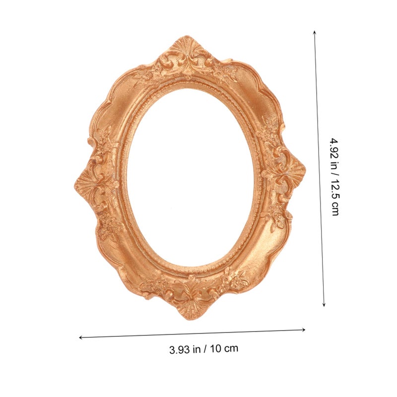 Mini Retro Oval Golden Resin Photo Frame Elegant Jewelry Display Picture Frame Without Glass Decor - Image 3