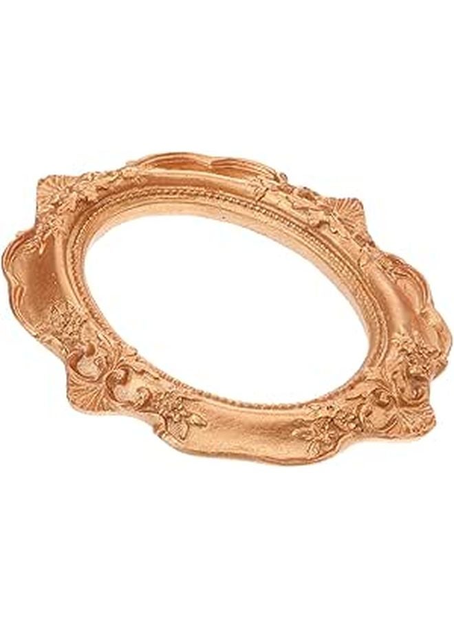 Mini Retro Oval Golden Resin Photo Frame Elegant Jewelry Display Picture Frame Without Glass Decor - Image 1