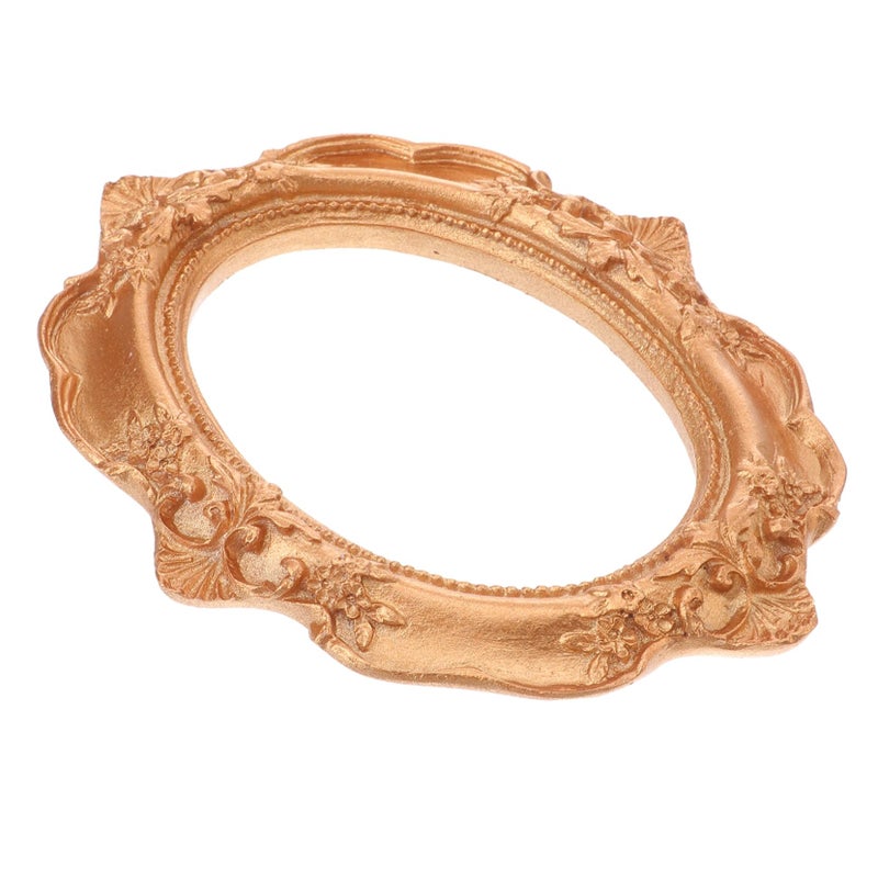 Mini Retro Oval Golden Resin Photo Frame Elegant Jewelry Display Picture Frame Without Glass Decor - Image 2