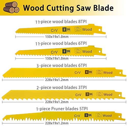LEILUO 36PCS Reciprocating Saw Blades LEILUO Pruning Saw Blade for Wood Metal Plastic Sawsall. Blades Set fit DeWalt Bosch Makita Milwaukee Porter-Cable Ryobi Ridgid Black&Decker Skil Craftsman - Image 2