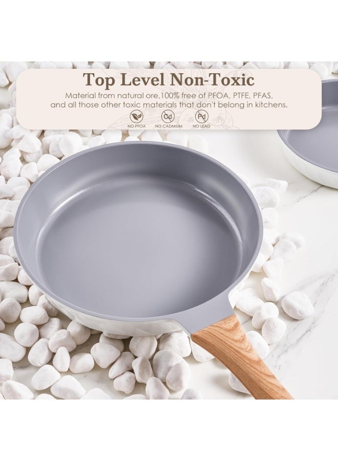 Caannasweis غير عصا الجرانيت مقلي وعاء Skillet,20cm/24cm/28cm غير عصا البطينة المقلي وعاء , البطينة البيض وعاء, حجر طبخ أدوات الطهي وعاء,مقبض الباكيليت متوافق مع لوحة ساخنة, الهالوجين, السيراميك ومواقد الغاز الاستقراء متوافق, PFOA مجانا,غسالة صحون آمنة - Image 3