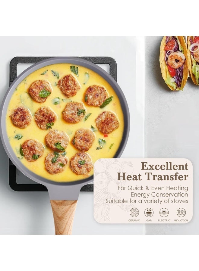 Caannasweis غير عصا الجرانيت مقلي وعاء Skillet,20cm/24cm/28cm غير عصا البطينة المقلي وعاء , البطينة البيض وعاء, حجر طبخ أدوات الطهي وعاء,مقبض الباكيليت متوافق مع لوحة ساخنة, الهالوجين, السيراميك ومواقد الغاز الاستقراء متوافق, PFOA مجانا,غسالة صحون آمنة - Image 5