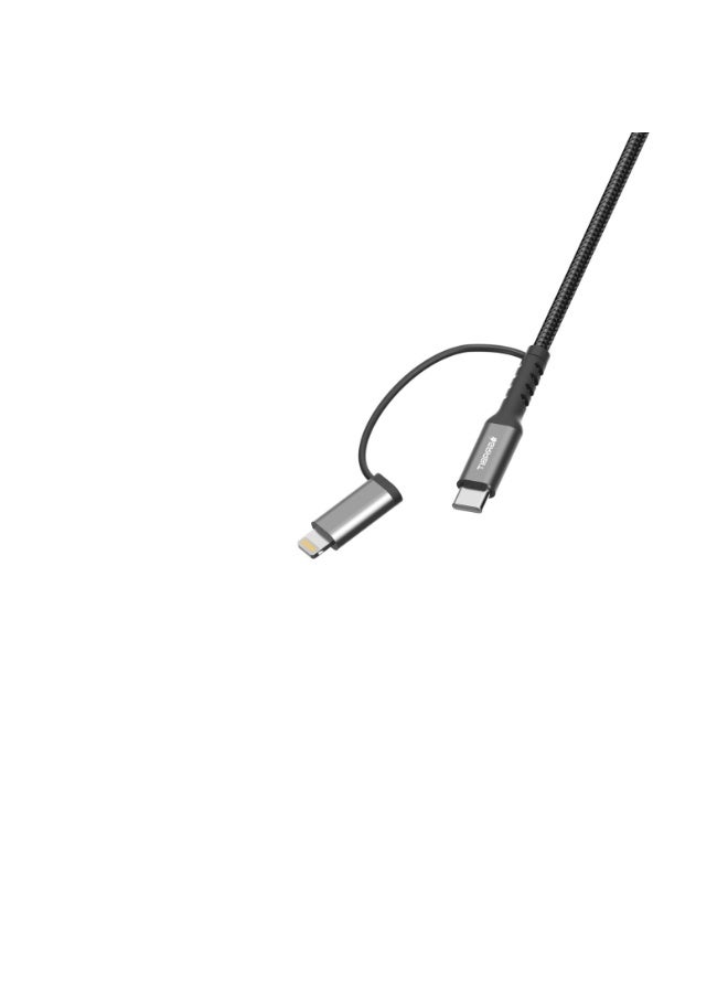 GRABIT 4-in-1 USB Charging Cable, Braided Nylon,USB-C Connectors, Black GCBL-50