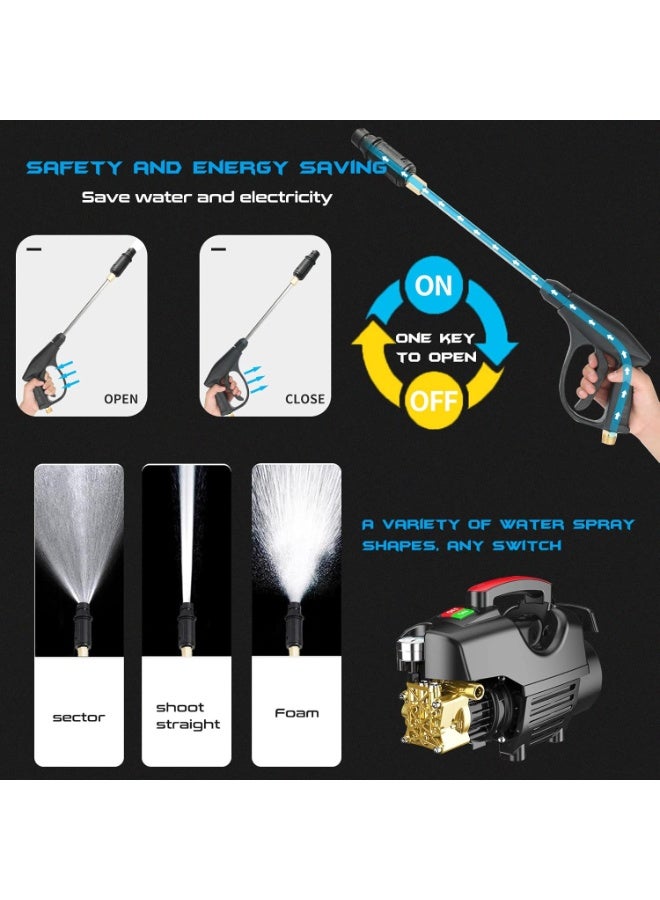 MDHL High Power Pressure Washe 2800W 1.7GPM Portable Electric Power Washer with Extension Hose for Patio Car Driveway & Garden Outletpipe 30m Longgun - Image 4