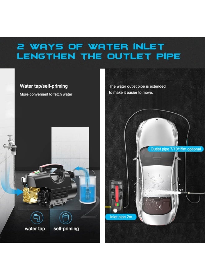 MDHL High Power Pressure Washe 2800W 1.7GPM Portable Electric Power Washer with Extension Hose for Patio Car Driveway & Garden Outletpipe 30m Longgun - Image 3