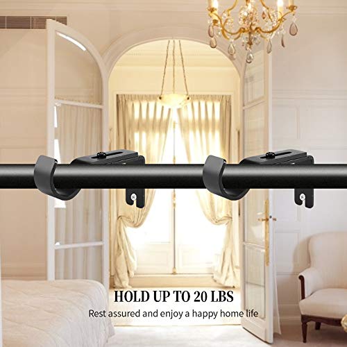 Anndason Heavy Duty Adjustable Curtain Rod Brackets Holders - 1 Inch Rod, Black Color, (Set of 2) - Image 5