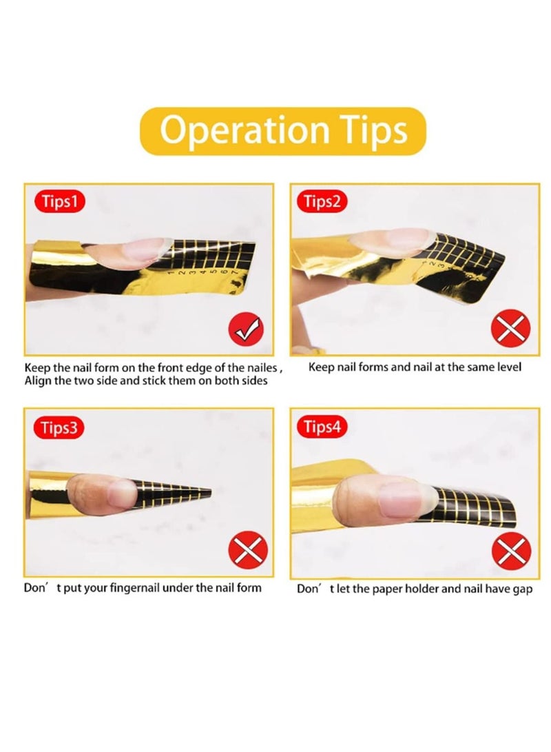 LA PERLA TECH  500 قطعة من ملصقات إرشادات أشكال تمديد الأظافر، نصائح ورقية لفن الأظافر لتمديد شكل أظافر جل الأكريليك - Image 3