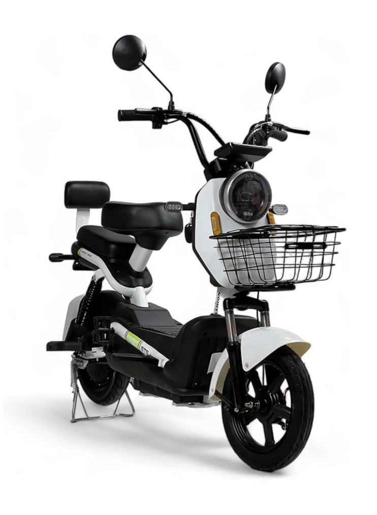 AL BADER ALBADER Electric Scooter V27+ With Manual Pedals and Double Seats, Max Speed 30-40 KM/H Range 35 KM 48V With 4 Batteries, Electric Kick Scooter for Adults with Front Basket, 14-inch Wheels  - Image 1