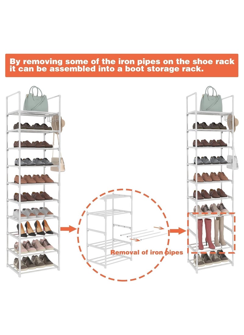 KCDMBUE 10-Tier Narrow Shoe Rack Organizer, Vertical Shoe Storage Sturdy and Space-Saving for Entryway, Closet, and Living Room, Adjustable Height (White)  - Image 4