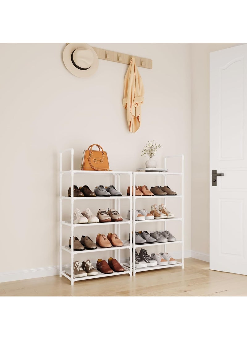 KCDMBUE 10-Tier Narrow Shoe Rack Organizer, Vertical Shoe Storage Sturdy and Space-Saving for Entryway, Closet, and Living Room, Adjustable Height (White)  - Image 3