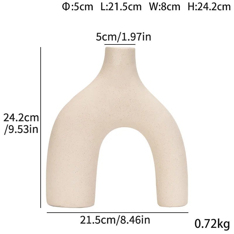 Y&D Small Vintage Nordic Ceramic Vase - Modern Minimalist Style with Faux Plant Accents for Home Tabletop Decor - Image 5