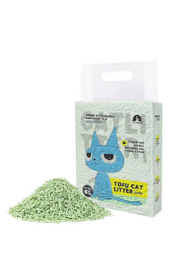 Tofu Cat Litter, Flushable Clumping Cat Litter Pellets, Pure Natural Pretty Dust-Free Kitty Litter, Low Tracking,  Ultra Absorbent Cat Litter 6L, 2.5KG/bag, Pack of 1（Green tea flavor) - Image 1